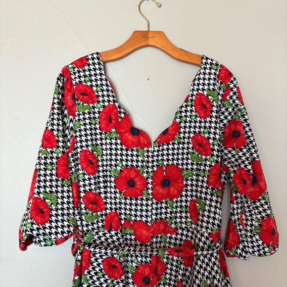 Voodoo Vixen Pin Up Girl Houndstooth Poppy Belted Fit & Flare Dress SZ‎ Plus 3X - Picture 7 of 14